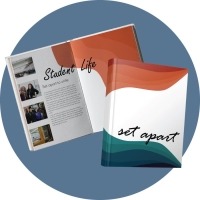 A student life yearbook featuring vibrant cover design and colorful pages, showcasing memorable moments and experiences.